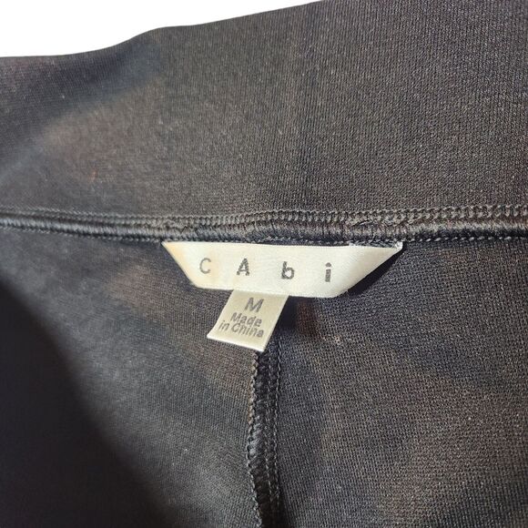 CABI Ponte Leggings Skinny Pants Black Gold Ankle Zipper 144 Stretch‎ Classic M - Picture 9 of 11